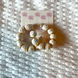 White rafia hoop earrings